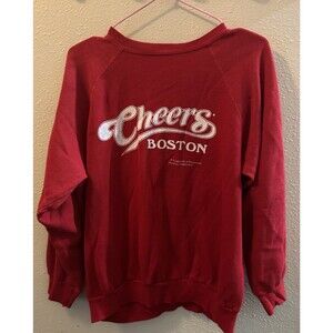 Vintage Cheers Boston Sweatshirt Red Crewneck TV Show Paramount 80s